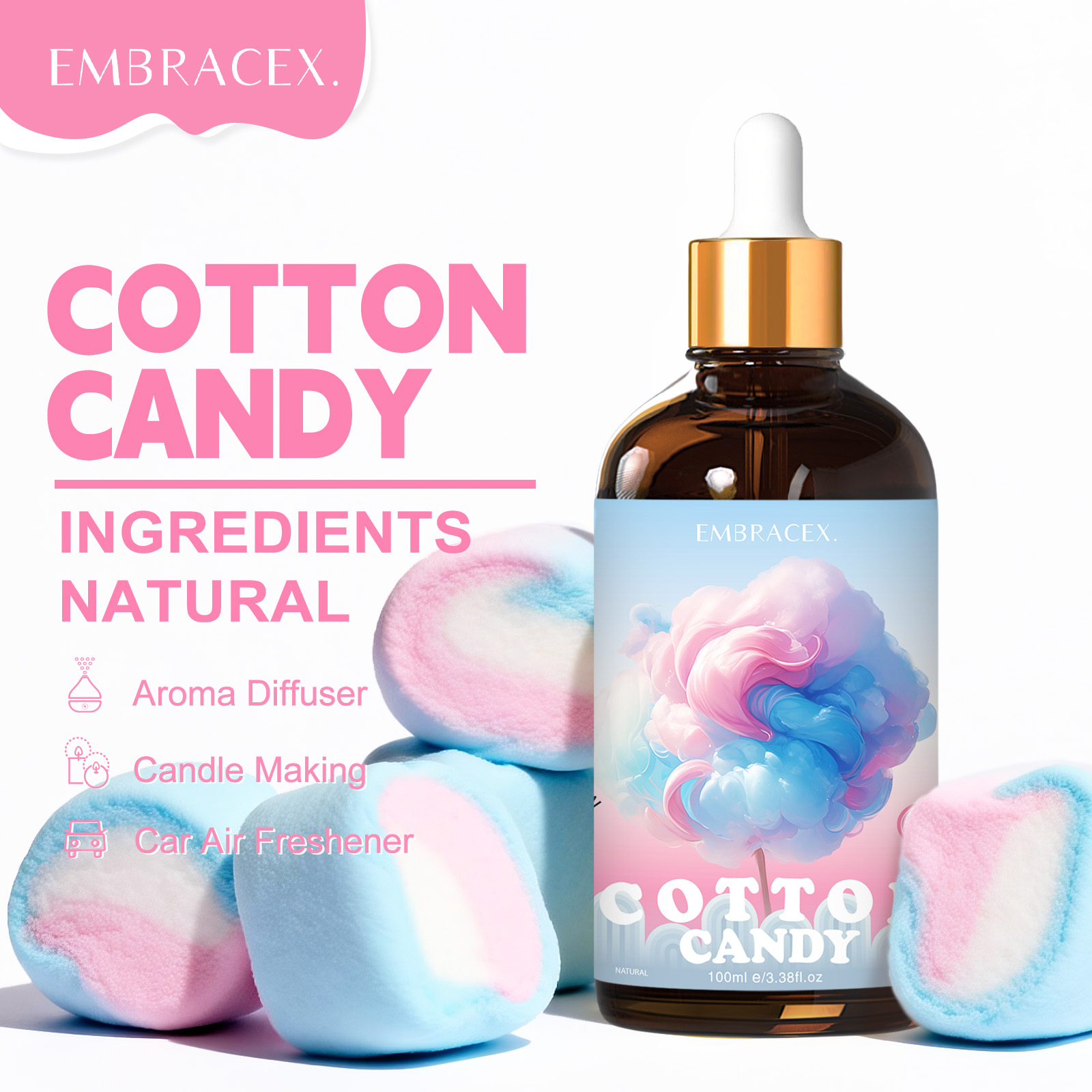 Candle Supplies Free Shipping - 100ml Zuckerwatte-Duftöle für Diffusoren und Kerzenherstellung,